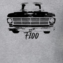 1969 F100 Pickup Truck Grill View With Model Name Heather Grey T Shirt