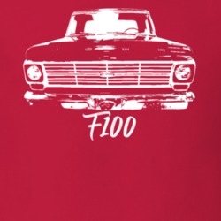 1969 F100 Pickup Truck Grill View With Model Name Red T Shirt
