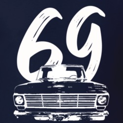 1969 F100 Pickup Truck Grill View With Year Navy Blue T Shirt