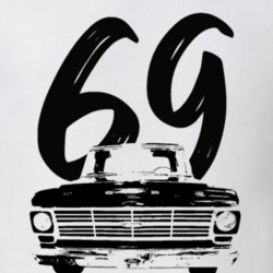 1969 F100 Pickup Truck Grll View With Year White T Shirt