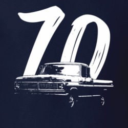 1970 F100 Pickup Truck Three Quarter Side View With Year Navy Blue T S