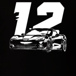 2012 Corvette Three Quarter View With Year Dark Color T Shirt