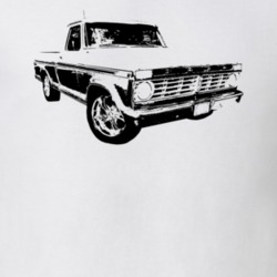 1973 F100 Pickup Truck Three Quarter Side View White T Shirt