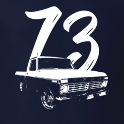 1973 F100 Pickup Truck Three Quarter Side View With Year Navy Blue T S