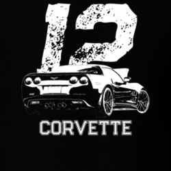 2012 Corvette Rear Angle View With Year And Model Name Dark Color T Sh