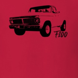 1974 F100 Pickup  Truck Three Quarter Side View With Model Name Red T 