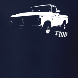 1974 F100 Pickup Truck Three Quarer Side View With Model Name Navy Blu