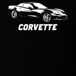 2010 Corvette Side Angle View With Model Dark Color T Shirt