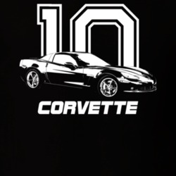 2010 Corvette Side Angle View With Year And Model Dark Color T Shirt