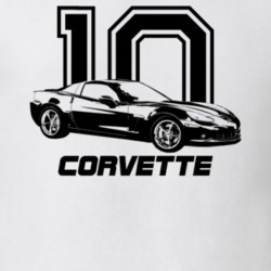 2010 Corvette Side Angle View With Year And Model Light Color T Shirt