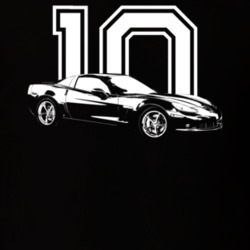 2010 Corvette Side Angle View With Year Dark Color T Shirt