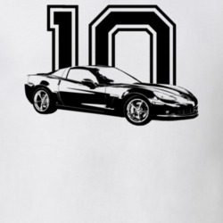 2010 Corvette Side Angle View With Year Light Color T Shirt