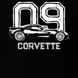 2009 Corvette Side View With Year And Model Dark Color T Shirt