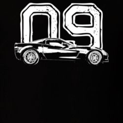2009 Corvette Side View With Year Dark Color T Shirt