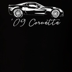 2009 Corvette Side View With Year Model Name Dark Color T Shirt
