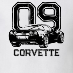 2009 Corvette Rear Angle View With Year And Model Light Color T Shirt
