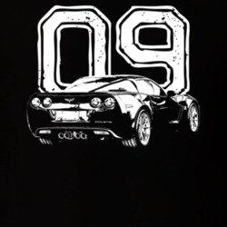 2009 Corvette Rear Angle View With Year Dark Color T Shirt