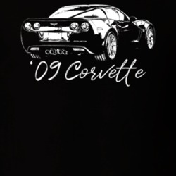 2009 Corvette Rear Angle View With Year Model Dark Color T Shirt