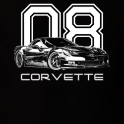 2008 Corvette Side Angle View With Year And Model Dark Color T Shirt