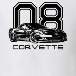 2008 Corvette Side Angle View With Year And Model Light Color T Shirt