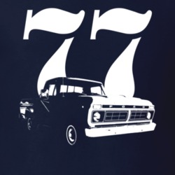 1977 F100 Pickup Truck Three Quarter Side View With Year Navy Blue T S