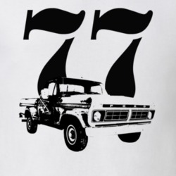 1977 F100 Pickup Truck Three Quarter Side View With Year White T Shirt