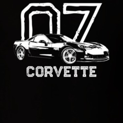 2007 Corvette Side Angle View With Year And Model Dark Color T Shirt