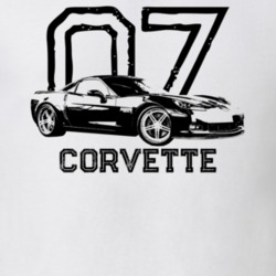 2007 Corvette Side Angle View With Year And Model Light Color T Shirt