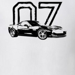 2007 Corvette Side Angle View With Year Light Color T Shirt