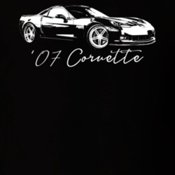 2007 Corvette Side Angle View With Year Model Dark Color T Shirt
