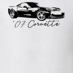 2007 Corvette Side Angle View With Year Model Light Color T Shirt