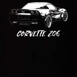 2006 Corvette Rear Angle View With Model Name Dark Color T Shirt
