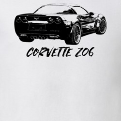2006 Corvette Rear Angle View With Model Name Light Color T Shirt