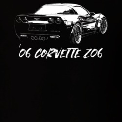 2006 Corvette Rear Angle View With Model Name Year Dark Color T Shirt
