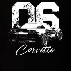 2006 Corvette Rear Angle View With Year And Model Dark Color T Shirt