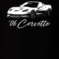 2006 Corvette Side Angle View With Model Year Dark Color T Shirt