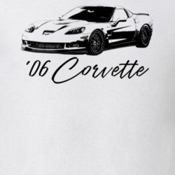 2006 Corvette Side Angle View With Model Year Light Color T Shirt