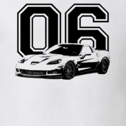 2006 Corvette Side Angle View With Year Light Color T Shirt