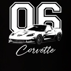 2006 Corvette Side Angle View With Year And Model Dark Color T Shirt