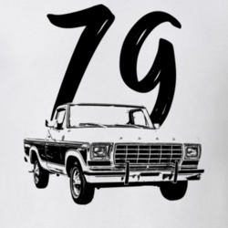 1979 F100 Pickup Truck Three Quarter Side View With Year White T Shirt