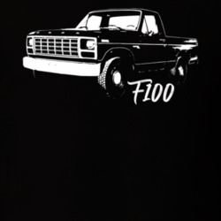 1980 F100 Pickup Truck Three Quarter Side View With Model Name Black T