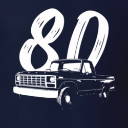 1980 F100 Pickup Truck Three Quarter Side View With Year Navy Blue T S