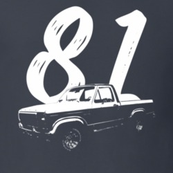 1981 F100 Pickup Truck Three Quarter Side View With Year Charcoal Grey