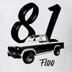1981 F100 Picku Truck Three Quarter Side View With Year And Model Name