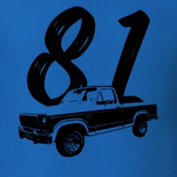 1981 F100 Pickup Truck Three Quarter Side View With Year Royal Blue T 