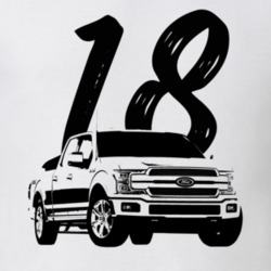 2018 F150 Pickup Truck Three Quarter Side View With Year White T Shirt