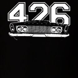 1963 Fury Grill View With Engine Size Dark Color T Shirt