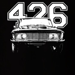 1963 Fury Grill View With Engine Size Dark Color T Shirt