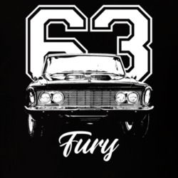 1963 Fury Grill View With Year And Model Dark Color T Shirt