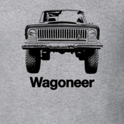 1970 Wagoneer Grill View With Model Sport Grey T Shirt